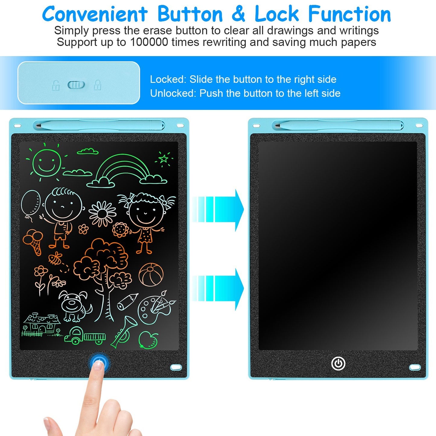 LCD Electronic Writing Tablet: Vibrant Board for Educational Fun!  Available in 8.5in, 10in, or 12in Sizes."