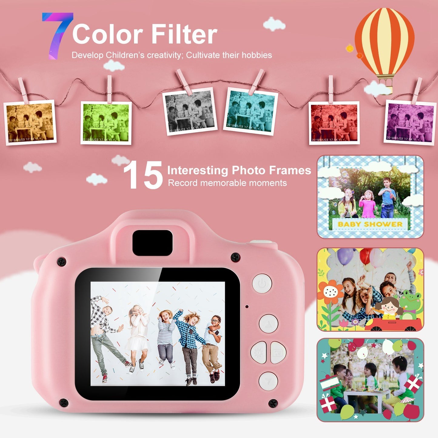 Kids Digital Camera w/ 2.0' Screen 12MP 1080P FHD Video Camera 4X Digital Zoom Games