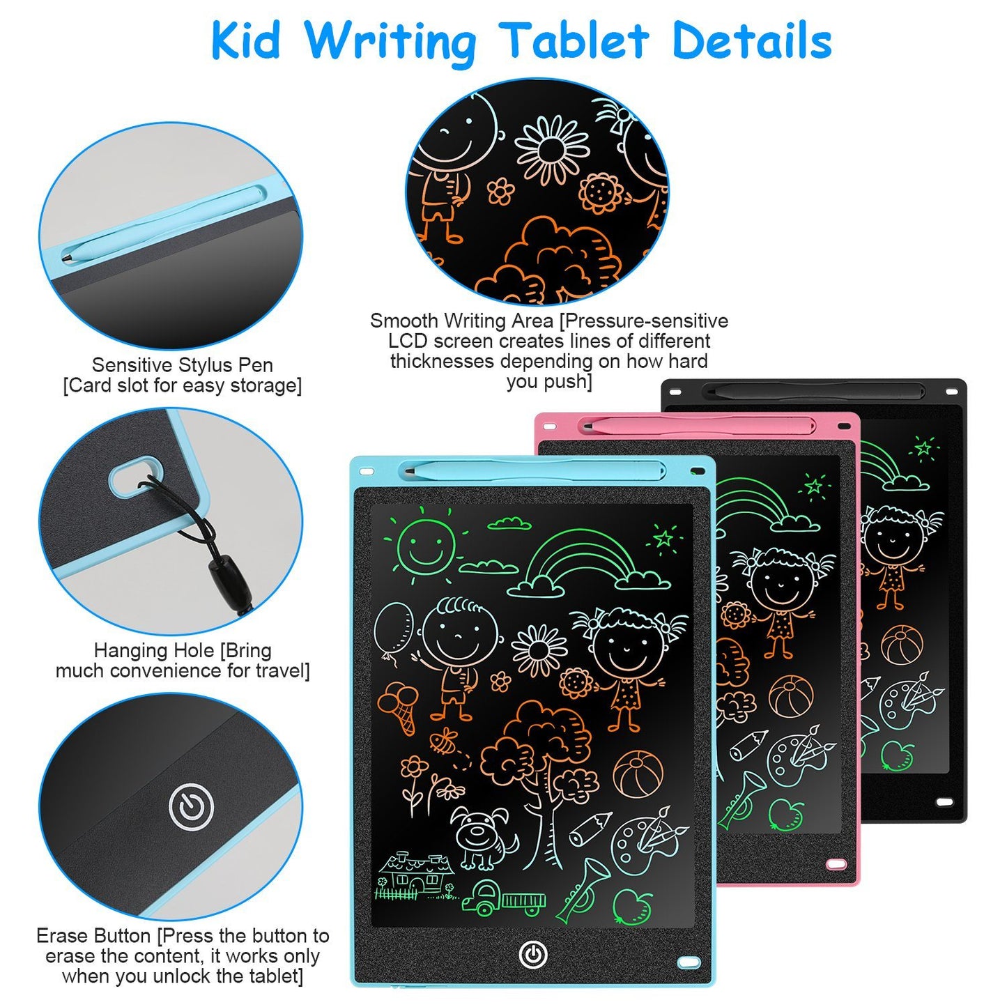 LCD Electronic Writing Tablet: Vibrant Board for Educational Fun!  Available in 8.5in, 10in, or 12in Sizes."