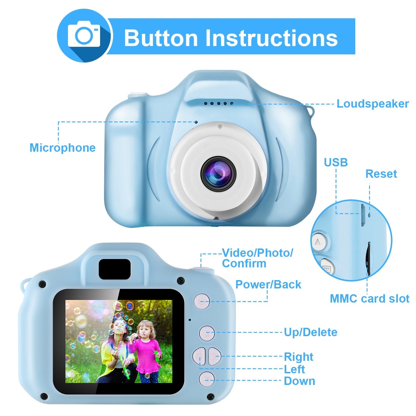 Kids Digital Camera w/ 2.0' Screen 12MP 1080P FHD Video Camera 4X Digital Zoom Games